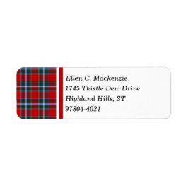 Drummond Clan Bright Red en Sky Blue Tartan Etiket