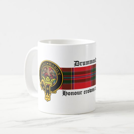 Drummond Scottish crest and Tartan mok (Voorkant links)