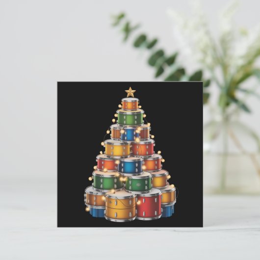 Drumms Kerstmis Kerstboom Drummer Feestdagenkaart (Staand voorkant)