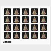 Drumms Kerstmis Kerstboom Drummer Vierkante Sticker (Vel)