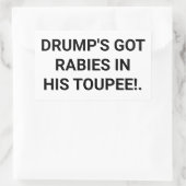 Drump's Got Toupee Rabies Hankamer Artjunkhaus Fun Rechthoekige Sticker (Tas)