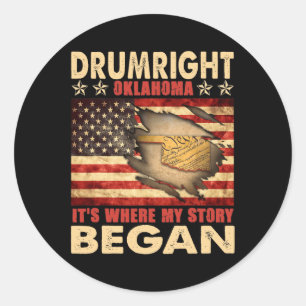 Drumright Oklahoma Usa Vlag 4 juli Ronde Sticker