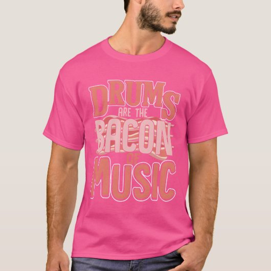 Drums are the bacon of music retro t-shirt (Voorkant)