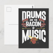Drums Bacon Music Instrument Drummer Percussion Briefkaart (Voorkant / Achterkant)