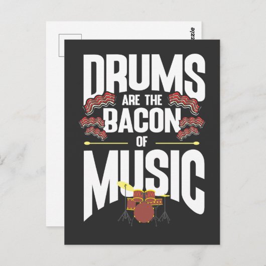 Drums Bacon Music Instrument Drummer Percussion Briefkaart (Voorkant / Achterkant)