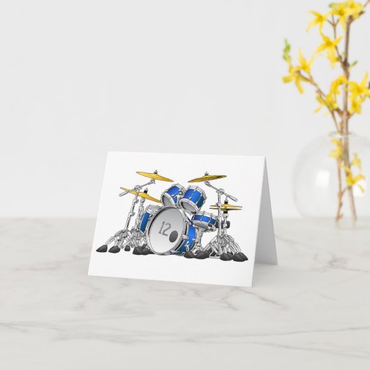 Drums Birthday-kaart - 12 Kaart (Gele Bloem)
