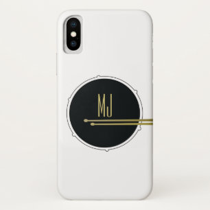 Drums Cool Modern Black and White Initiaal Monogra Case-Mate iPhone Case