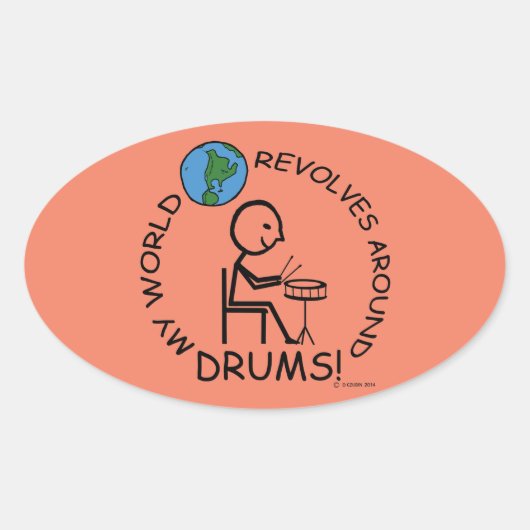 Drums - de wereld revolt rond ovaal teken ovale sticker (Voorkant)