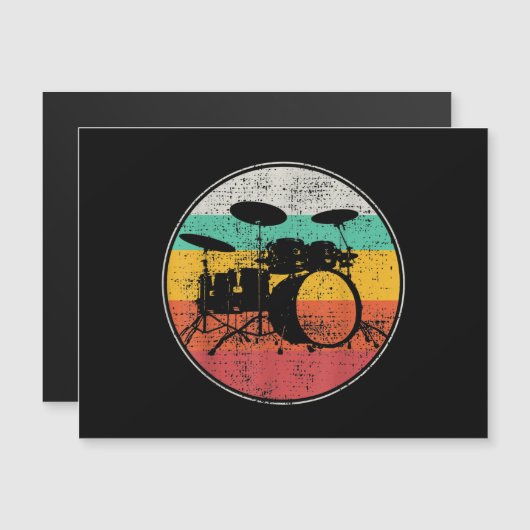 Drums Drummer Band Drumset Retro  (Voorkant / Achterkant)