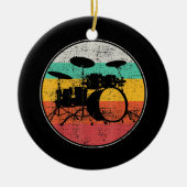 Drums Drummer Band Drumset Retro Keramisch Ornament (Voorkant)