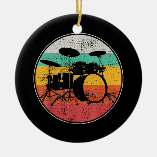 Drums Drummer Band Drumset Retro  Keramisch Ornament (Voorkant)