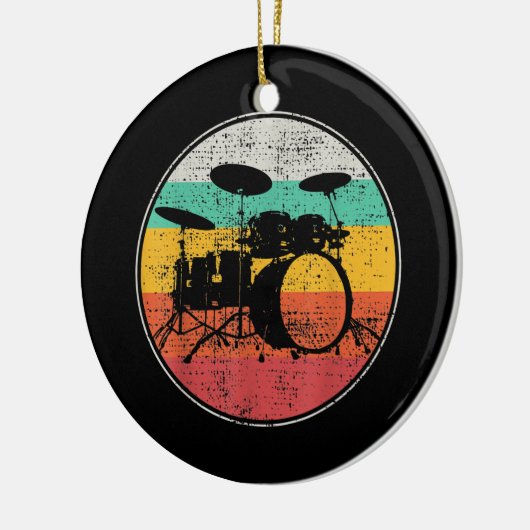 Drums Drummer Band Drumset Retro Keramisch Ornament (Links)