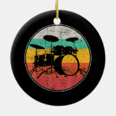 Drums Drummer Band Drumset Retro  Keramisch Ornament (Achterkant)