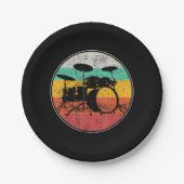 Drums Drummer Band Drumset Retro  Papieren Bordje (Voorkant)