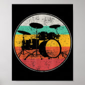Drums Drummer Band Drumset Retro  Poster (Voorkant)