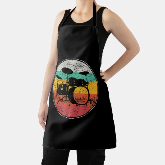 Drums Drummer Band Drumset Retro  Schort (Insitu)