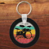 Drums Drummer Band Drumset Retro Sleutelhanger (Voorkant)