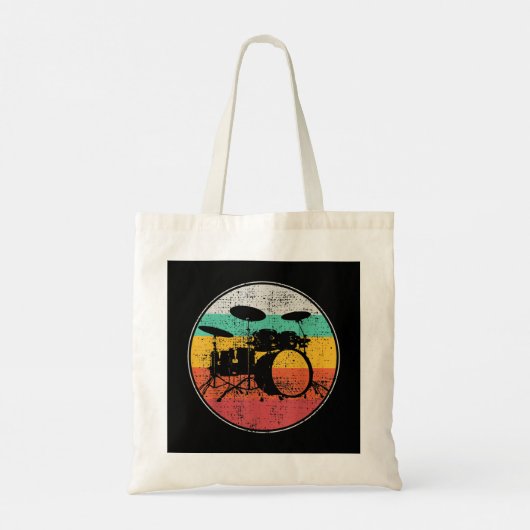 Drums Drummer Band Drumset Retro Tote Bag (Achterkant)