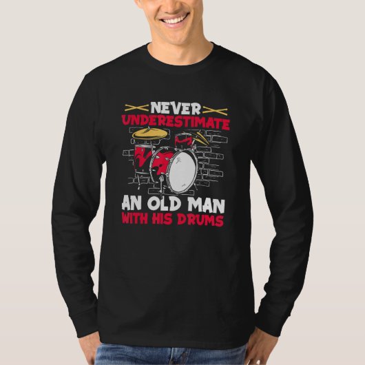 Drums Drummer Drum Kit Oud Man T-shirt (Voorkant)