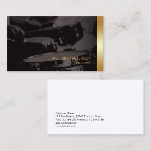Drums Drummer Drummer Speler Muzikant Visitekaartje (Voorkant / Achterkant)
