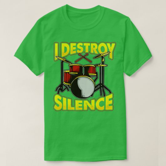 Drums Drummer drumming I Destroy Silence T-shirt (Design voorkant)