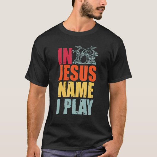 Drums Drummer Drumming Percussion Jesus Christian T-shirt (Voorkant)