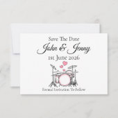 Drums Drummer Musician Wedding Save The Date (Voorkant)