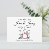 Drums Drummer Musician Wedding Save The Date (Staand voorkant)
