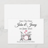 Drums Drummer Musician Wedding Save The Date (Voorkant / Achterkant)