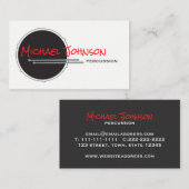 Drums Drummer Percussie Minimale Zwarte Muziek Coo Visitekaartje (Voorkant / Achterkant)