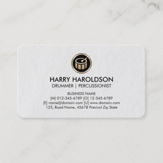Drums Drummer Percussionist Premium Business Card Visitekaartje (Voorkant)