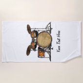 Drums Drummer Zwart Wit Custom Drummer's Muziek Strandlaken (Voorkant)