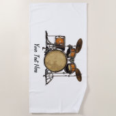 Drums Drummer Zwart Wit Custom Drummer's Muziek Strandlaken (Voorkant)