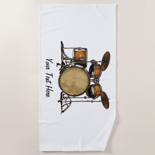 Drums Drummer Zwart Wit Custom Drummer's Muziek Strandlaken (Voorkant)
