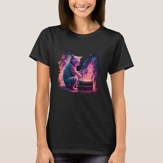 Drums Drummmer Kat  8 T-shirt (Voorkant)