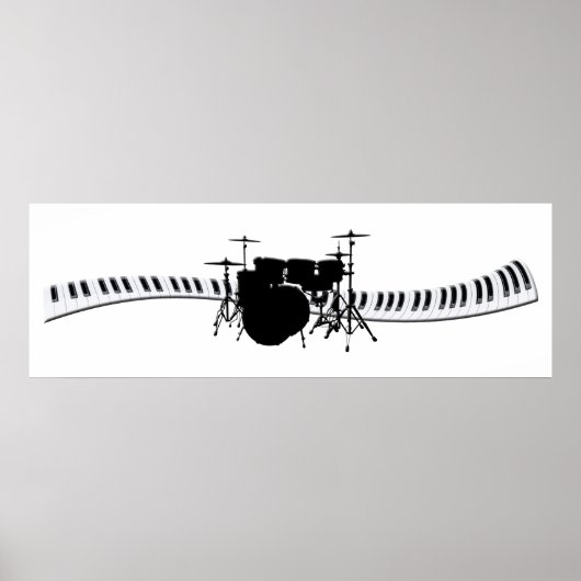 Drums en banner met pianotoetsenbord poster (Voorkant)