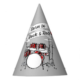 Drums Geboren in Rock & Roll Drummer Musician Rock Feesthoedjes