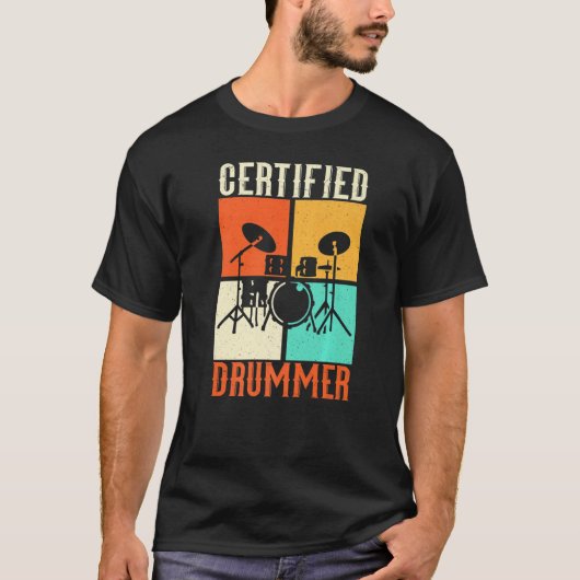 Drums Grunge Drumset Retro Style Certified T-shirt (Voorkant)