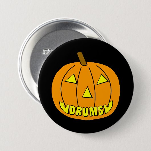 Drums Halloween Pumpkin Ronde Button 7,6 Cm (Voorkant /achterkant)