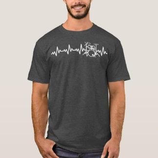 Drums Heartbeat Drummer Pulse Line Drumming Percus T-shirt