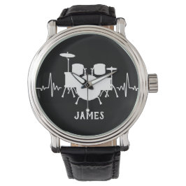 Drums Heartbeat met aangepaste naam - Horloge