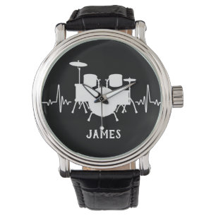 Drums Heartbeat met aangepaste naam - Horloge