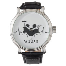 Drums Heartbeat met aangepaste naam - Horloge