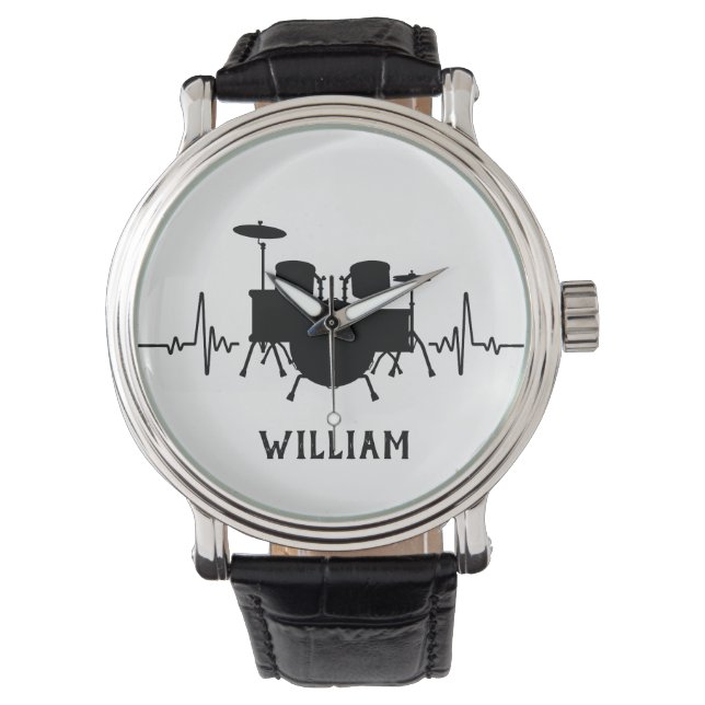 Drums Heartbeat met aangepaste naam - Horloge (Voorkant)