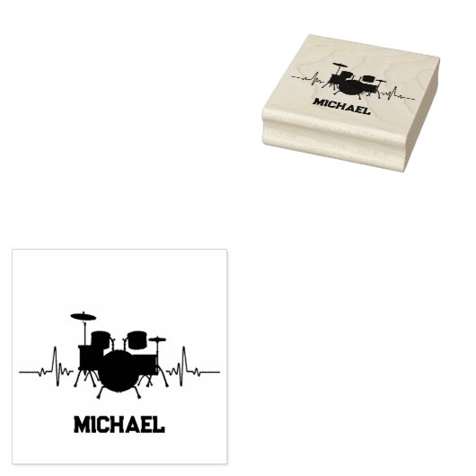 Drums Heartbeat voor drummers gepersonaliseerd Rubberstempel (Gestempeld)