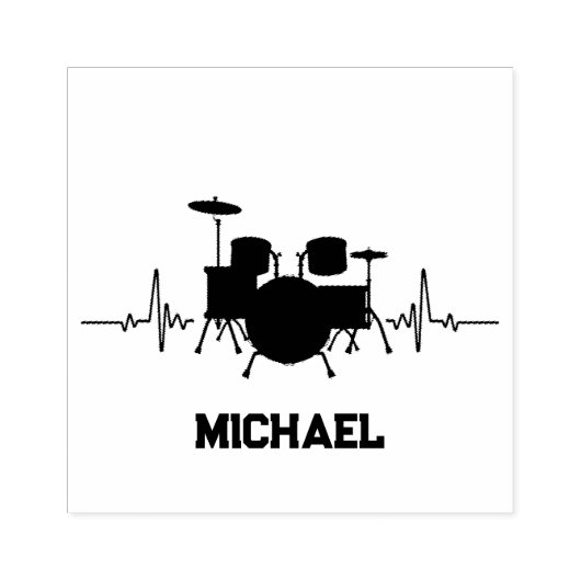 Drums Heartbeat voor drummers gepersonaliseerd Rubberstempel (Afrduk)