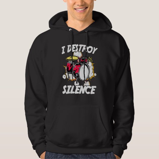 Drums - I Destroy Silence - Drummer - Band - Cymba Hoodie (Voorkant)