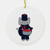 Drums Marching Band Cat Navy Blue Red Personalize Keramisch Ornament (Voorkant)