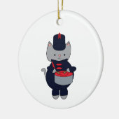 Drums Marching Band Cat Navy Blue Red Personalize Keramisch Ornament (Links)