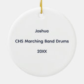 Drums Marching Band Cat Navy Blue Red Personalize Keramisch Ornament (Achterkant)